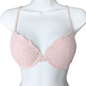 H&M push up lace bra nude tan size 34B B052